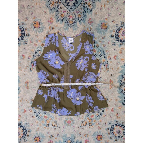 Cabi Celebrity Sleeveless Zip Front Peplum Green and Purple Sleeveless Top‎ - M - Picture 7 of 12